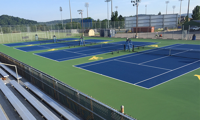 Newly surfaced tennis courts at West Virginia University.