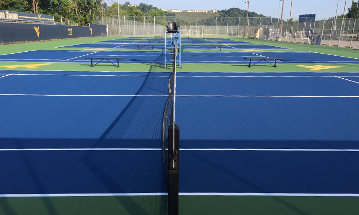 Hellas resurfaced and brought tennis courts to USTA standard at West Virginia University.