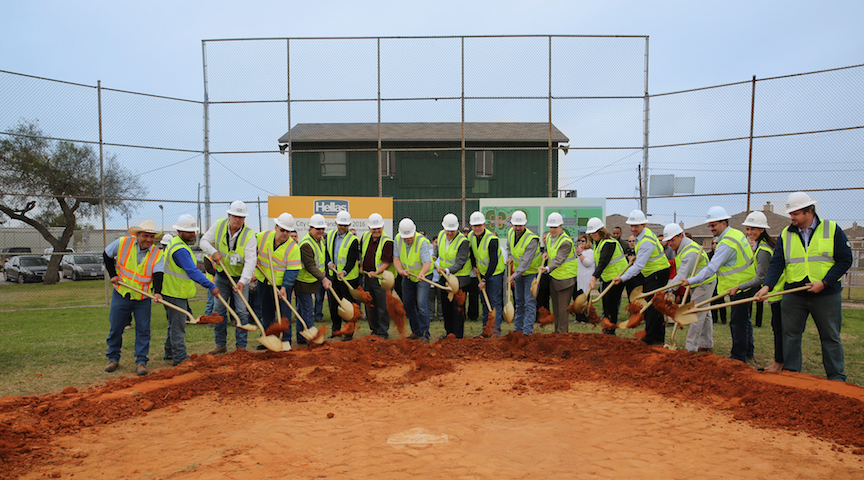 Groundbreaking of the Portland Municipal Park and Sports Complex renovation, with Hellas Construction and Portland Representatives.