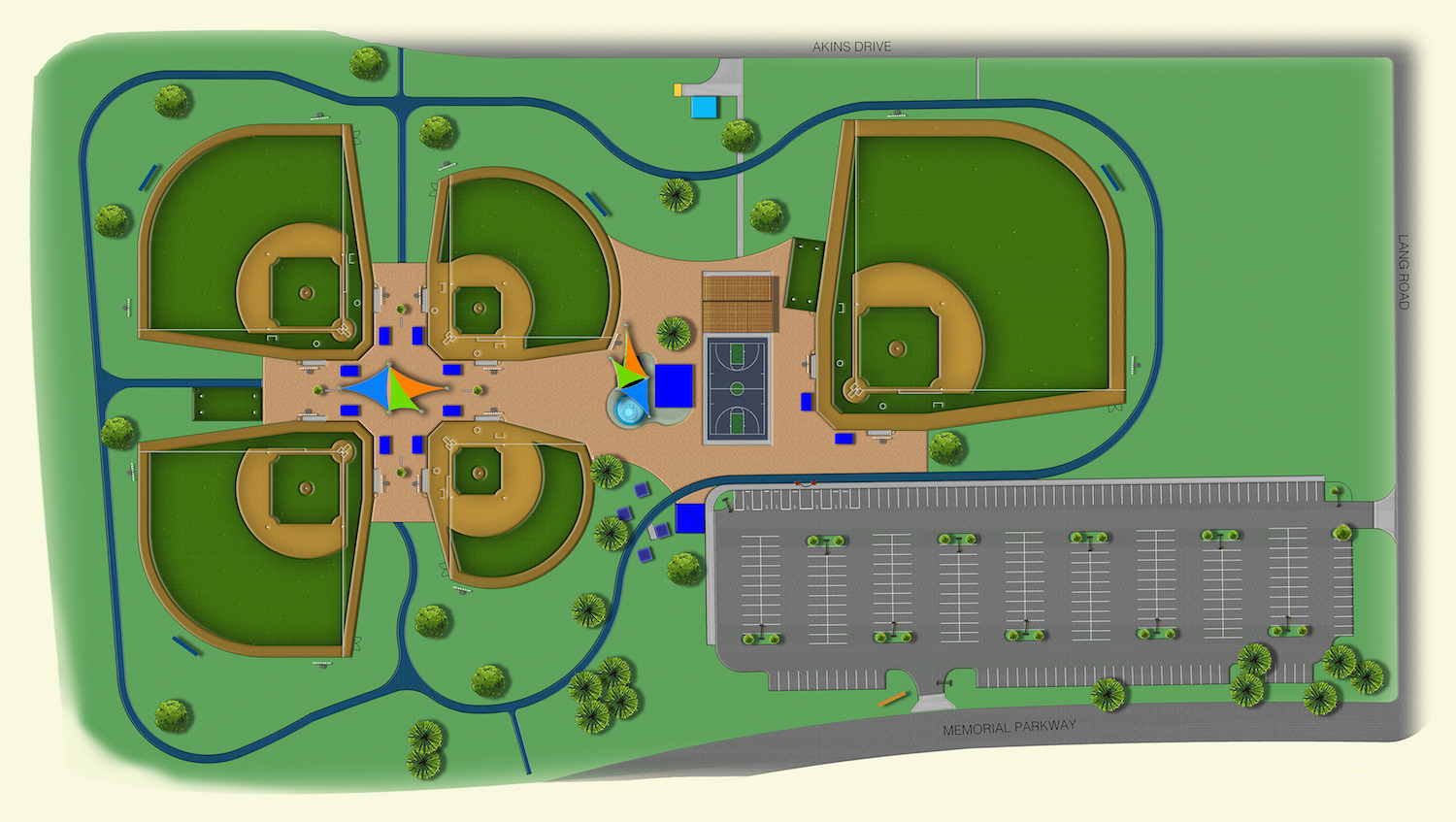 Proposed rendering of the Portland, TX Sports Complex that will be renovated by Hellas Construction.