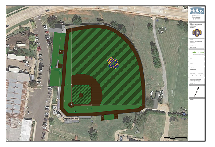 Proposed rendering of University of Central Oklahoma’s new Wendell Simmons field with Hellas Construction’s Matrix® Turf with Helix Technology.