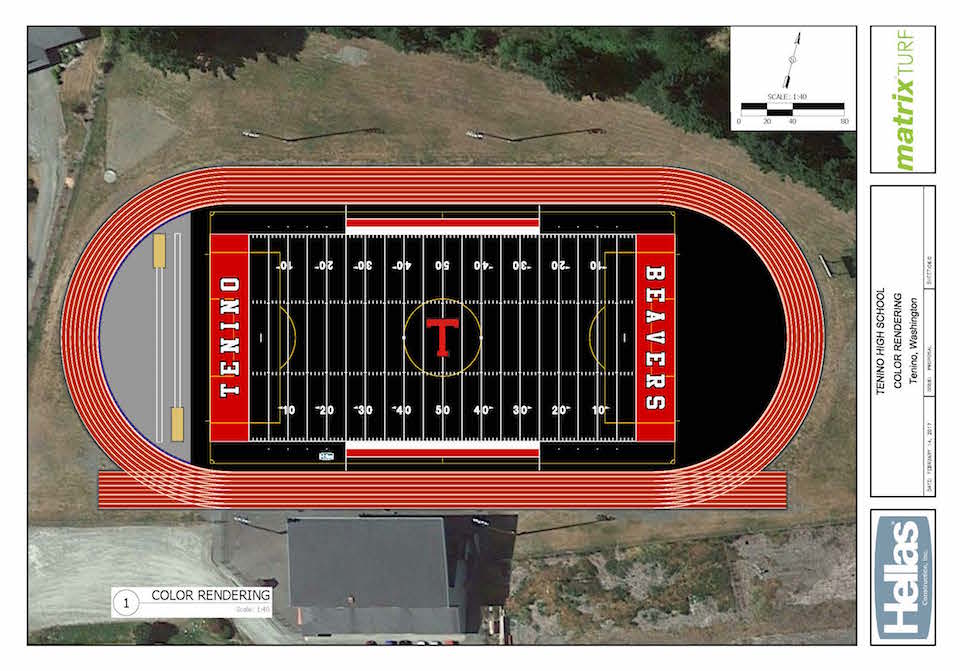 Proposed rendering of the Tenino High School field, in Tenino, WA. They are the first recipient of the DreamField grant from Hellas Construction.