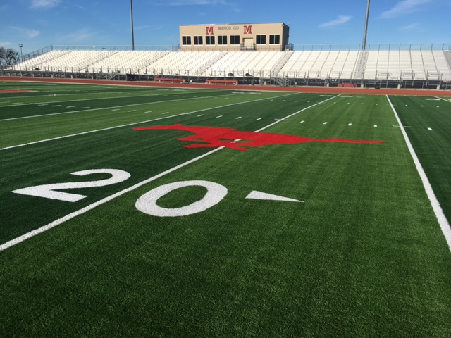 The newly renovated Mustang Stadium in Manor features organic Geo Plus infill by Hellas Construction.