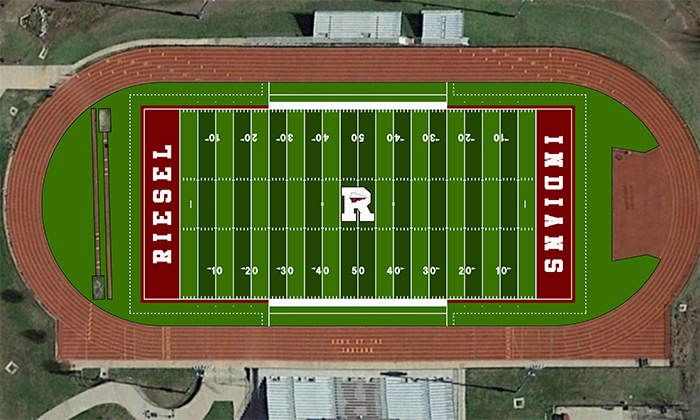 Proposed rendering of the new Matrix Turf Field at Fair Park Field in Riesel TX to be built by Hellas Construction.