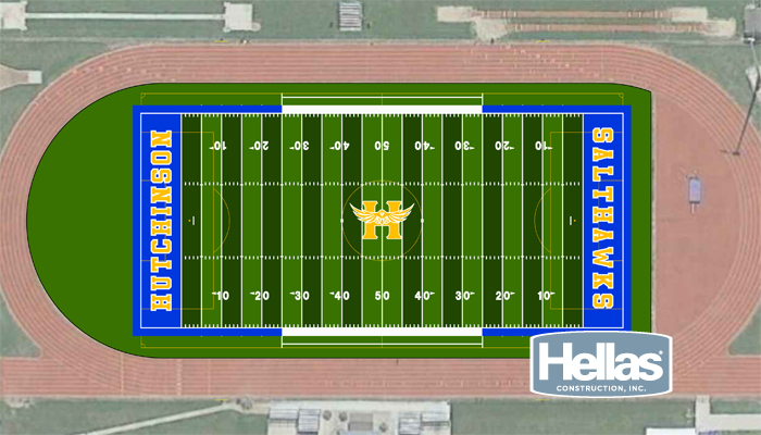Hutchinson, Kansas USD 308, Don Michael Field being converted from natural grass to Matrix® Helix turf with Ecotherm™ infill and Cushdrain®pad, and the existing running track surface is being replaced.