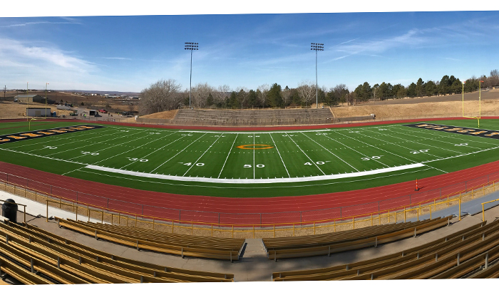 The new Matrix Turf with Helix Technology field with Cushdrain Pad, built by Hellas Construction for Canadian ISD in Canadian, TX.