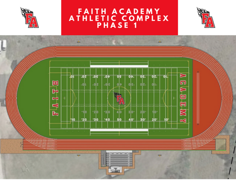 Proposed rendering of Faith Academy’s Fields of Faith to be built by Hellas Construction, which includes Hellas Matrix® Helix Turf and epiQ Tracks® track system.